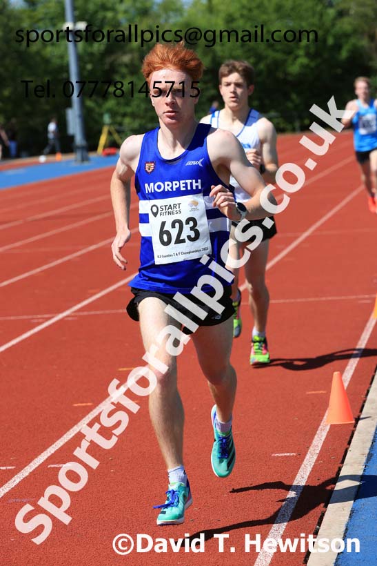Mens under-20s 1500 metres 2025 North Eastern Track and Field Champs., Shildon, County Durham. Photo: David T. Hewitson/Sports for All Pics
